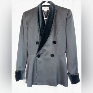 Vintage Christian Dior Black Velvet Smoking Jacket Women’s Size 2